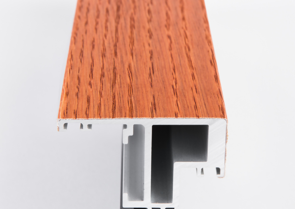 aluminium window profile with wood veneer from the smartwood system by schuco