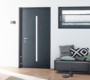 Quality Aluminium Doors Schuco Grey Marezzato for All Entrance Types and Electronic Access Control