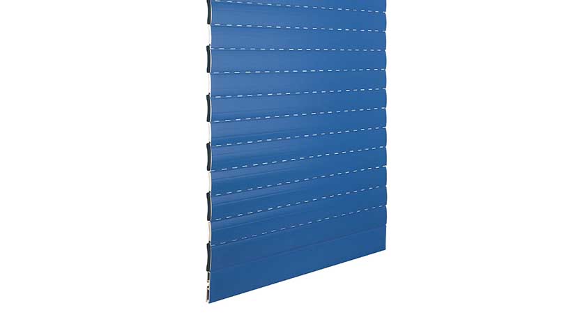 Aluminium rolling shutters with Medium Density Insulation and Side Closure Caps and Holes for Light between the slats