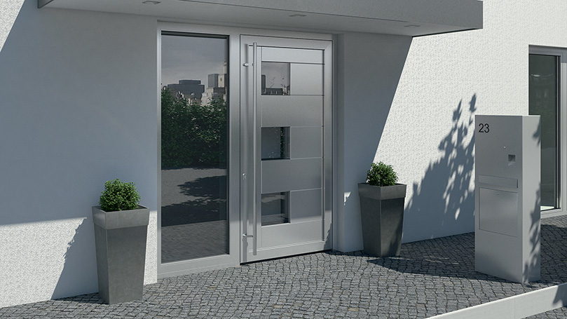 Aluminium Condominium Doors with Aluminium and Glass Mixed Panel Full Height Handle and Fixed Mirroring