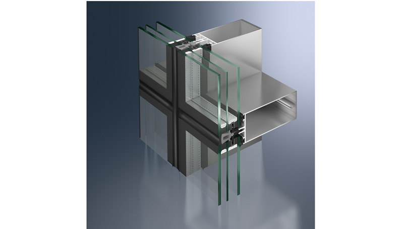 profile of Aluminium curtain walls with Mullions and transoms Triple glazing