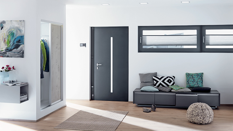 Schuco Aluminium Entrance Doors Marezzato Grey for All Entrance Types and Electronic Access Control