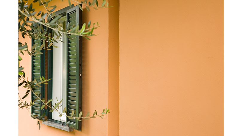 Green Armoured Shutters with Anti-Dard System and Wall Fastening Frame