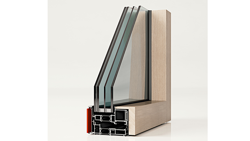 Armoured windows with steel core, safety glass and internal wood panelling