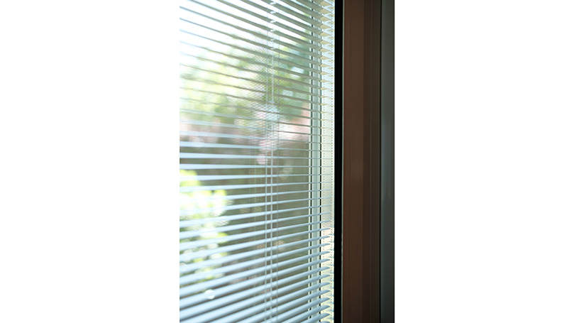 Venetian blinds inside the room