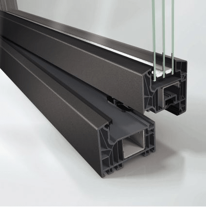 section detail of an aluser pvc window frame