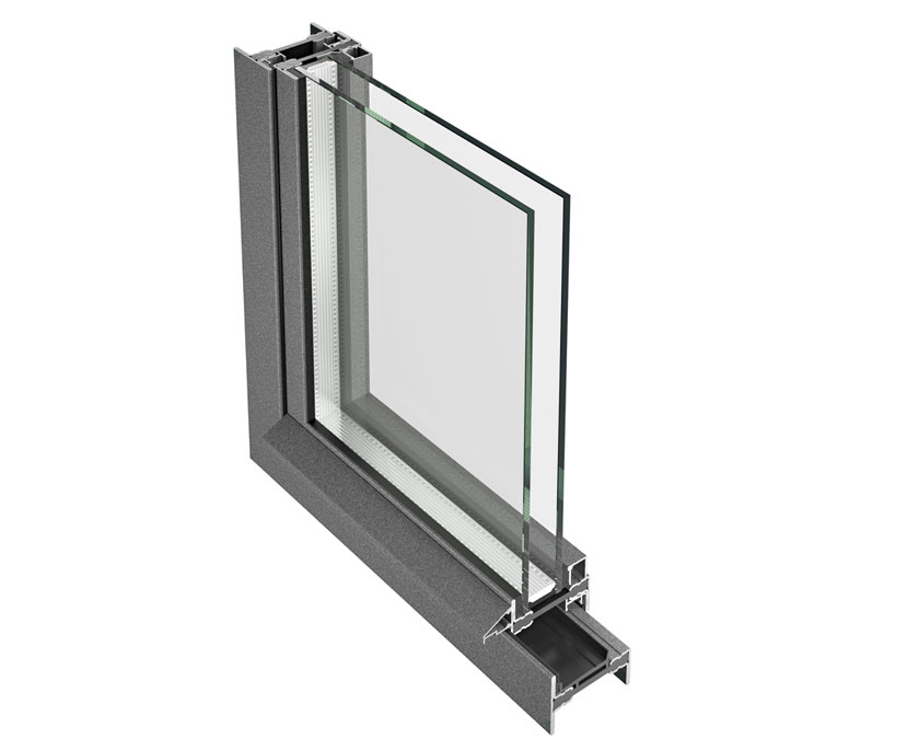 aluminium window and door profile with minimum cross-section for greater room brightness