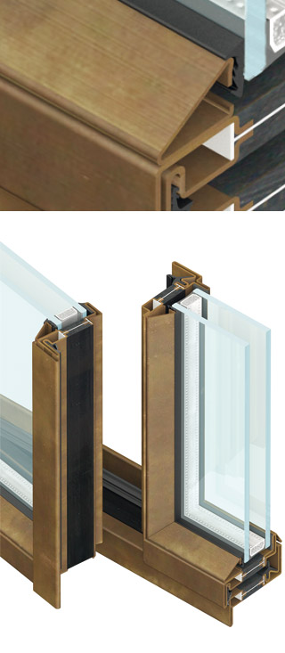 dry windows and doors particular glazing bead triangular shape OS2 75 by Aluser