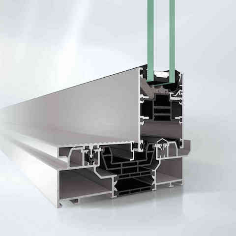 section of the ase 60 system from schuco used for panoramic sliding systems