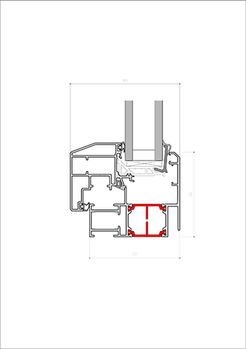 technical section of aluminium thermal break windows and doors