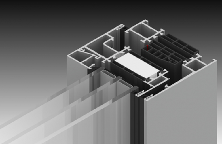 detail of a thermal break window frame