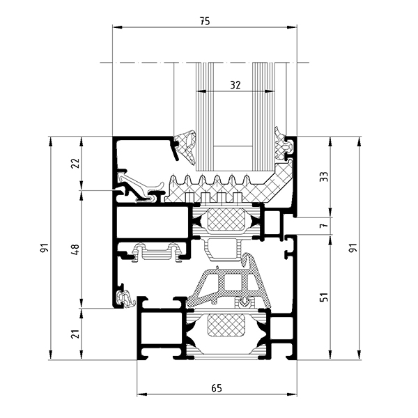 profili schuco alluminio AWS 65 HI+