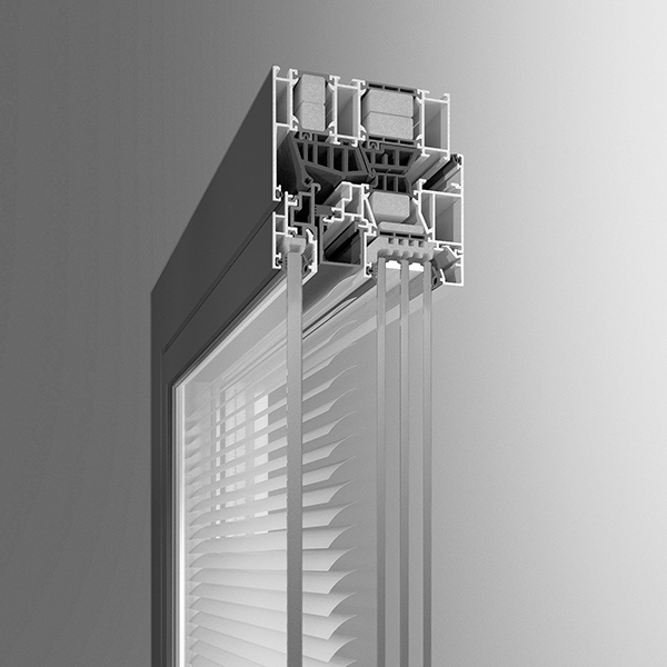 Dettaglio infisso con schermatura solare Schuco AWS 120 CC.SI